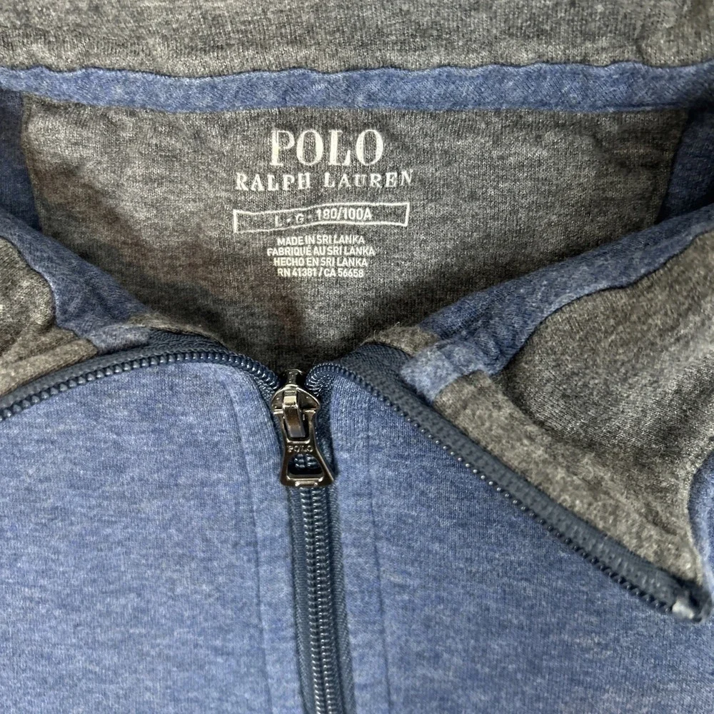 Polo Ralph‎ Lauren Luxury Jersey Quarter Zip Pullover Navy Large Maroon Pony